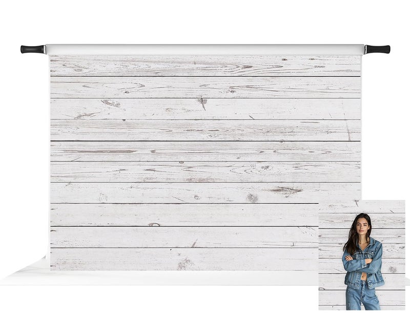 Kate 7x5ft White Wood Shiplap Backdrop Retro Wooden Wall Newborn Portrait Background Photo Fabric Studio Props - Image 1